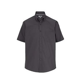 Men's Short Sleeve Poplin Shirt, Lightweight, Steel Gray, Size M