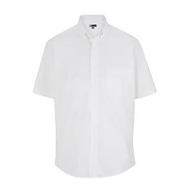 Men's Short Sleeve Poplin Shirt, Lightweight, White, Size L