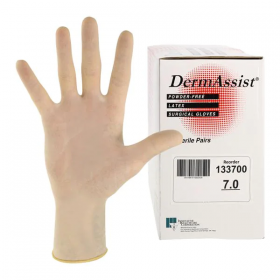 Gloves surgical dermassist powder-free latex 7 natural 50/bx, 4 bx/ca, 133700bx