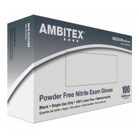 Gloves Exam Ambitex Powder-Free Nitrile Latex-Free Medium Black 1000/Ca