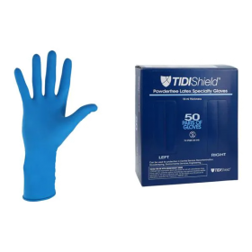 Gloves Exam TidiShield Powder-Free Latex Large Blue