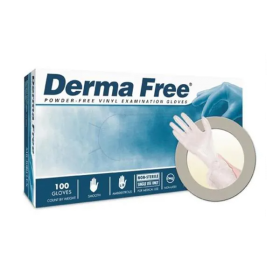 Gloves Exam Derma Free Powder-Free Vinyl 9 in Large Clear 100/Bx, 10 BX/CA, 1393669BX