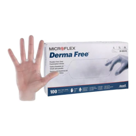 Gloves Exam Derma Free Powder-Free Vinyl 9 in X-Large Clear 100/Bx, 10 BX/CA, 1393670BX