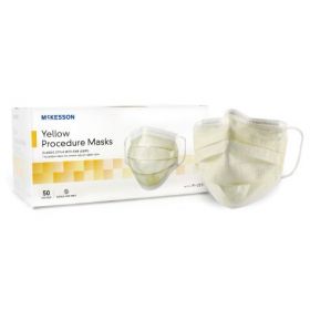 Procedure Mask McKesson Pleated Earloops One Size Fits Most Yellow NonSterile ASTM Level 1 167822 BX/50