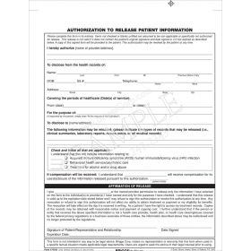 Authorization to Release Patient Info 2-Part Form