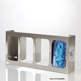 Quadruple Stainless Steel Glove Box Holder w Dividers