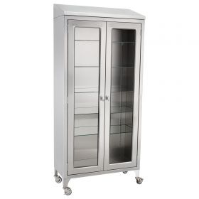 Paul General Purpose Storage Cabinet Floor Standing Stainless Steel Without Drawers 5 Adjustable Glass Shelves
