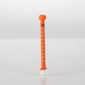 Oral Dispensers with Tip Caps, 1mL, Amber/White Markings, 100 Pack