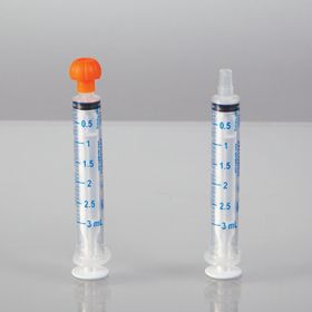 Neomed oral dispensers with tip caps, 3ml, clear/blue markings, 100 pack