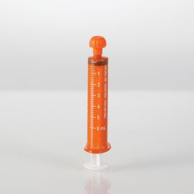 Oral Dispensers with Tip Caps, 6mL, Amber/White Markings, 100 Pack