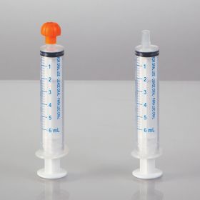 Oral Dispensers with Tip Caps, 6mL, Clear/Blue Markings, 100 Pack