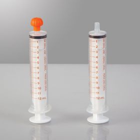 Oral Dispensers with Tip Caps, 12mL, Clear/Orange Markings, 100 Pack