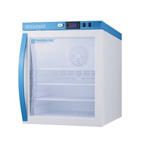 Accucold pharma-vac freestanding glass door refrigerator, 1 cu. ft.