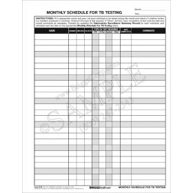Monthly Schedule for TB Testing Form