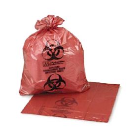 Biohazard Waste Bag Medegen Medical Products 12 - 16 gal. Red HDPE 24 X 33 Inch
