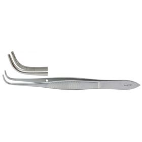 Eye Dressing Forceps Miltex 4 Inch Length OR Grade German Stainless Steel NonSterile NonLocking Thumb Handle Full Curved Serrated Tips