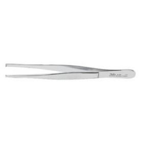 Tissue Forceps 4-1/2 Inch Length Surgical Grade Stainless Steel NonSterile NonLocking Thumb Handle Straight Serrated Tips with 2 X 3 Teeth