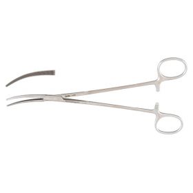 Hemostatic Forceps Miltex Mosquito 8-1/4 Inch Length OR Grade German Stainless Steel NonSterile Ratchet Lock Finger Ring Handle Curved Delicate, Serrated Tips