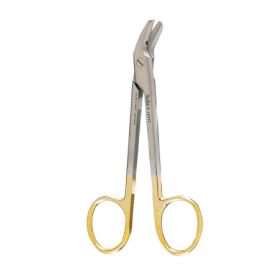 Wire Cutting Scissors Miltex Carb-N-Sert 4-3/4 Inch Length OR Grade German Stainless Steel / Tungsten Carbide NonSterile Finger Ring Handle Angled Blade Blunt Tip / Blunt Tip