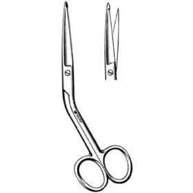 Bandage Scissors Sklar Hi-Level 5-1/2 Inch Length OR Grade Stainless Steel Finger Ring Handle Angled Sharp Tip / Blunt Tip