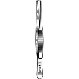 Tissue Forceps 6 Inch Length Surgical Grade Stainless Steel NonSterile NonLocking Thumb Handle Straight Serrated Tips with 1 X 2 Teeth