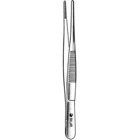 Dressing Forceps 4-1/2 Inch Length Surgical Grade Stainless Steel NonSterile NonLocking Thumb Handle Straight Serrated Tip