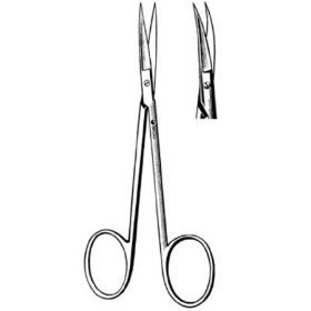 Iris Scissors Sklar 3-1/2 Inch Length OR Grade Stainless Steel NonSterile Finger Ring Handle Curved Sharp Tip / Sharp Tip
