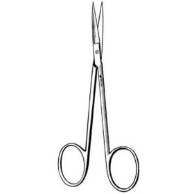Iris Scissors Sklar 4-1/2 Inch Length OR Grade Stainless Steel Finger Ring Handle Straight Sharp Tip / Sharp Tip