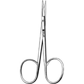Iris Scissors Sklar 4 Inch Length OR Grade Stainless Steel NonSterile Ribbon Style Finger Ring Handle Straight Sharp Tip / Sharp Tip
