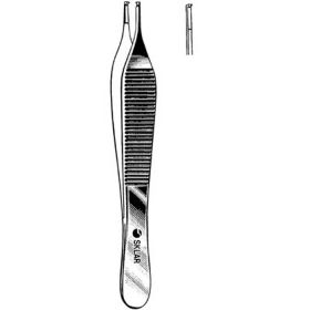 Tissue Forceps Sklar Adson 4-3/4 Inch Length OR Grade Stainless Steel NonSterile NonLocking Thumb Handle Straight Smooth Tips with 1 X 2 Teeth and Tying Platform