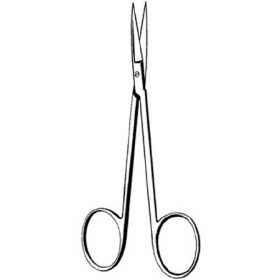 Iris Scissors Merit 4-1/2 Inch Length Office Grade Stainless Steel Finger Ring Handle Straight Sharp Tip / Sharp Tip