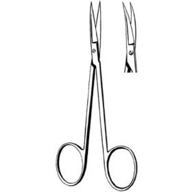 Iris Scissors Merit  4-1/2 Inch Length Office Grade Stainless Steel Finger Ring Handle Curved Sharp Tip / Sharp Tip