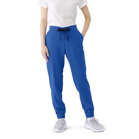 First AVE Women's 7-Pocket Jogger-Style Scrub Pant, Royal Blue, Size L Tall