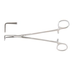 Hemostatic Forceps Miltex Mosquito 8-1/4 Inch Length OR Grade German Stainless Steel NonSterile Ratchet Lock Finger Ring Handle Angled Delicate, Serrated Tips