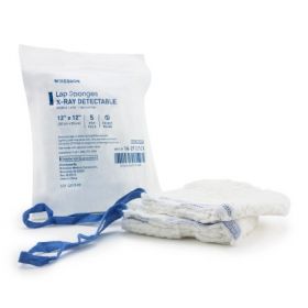 Surgical Laparotomy Sponge McKesson X-Ray Detectable Cotton 12 X 12 Inch 5 Count Soft Pack Sterile