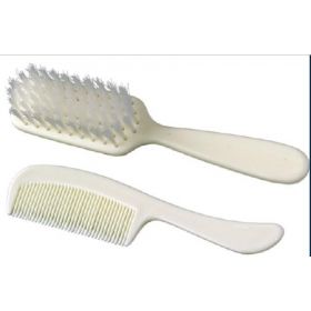 Comb and Brush Set Pediatric White Plastic