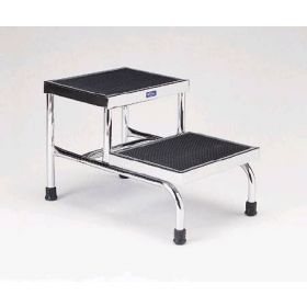 Step Stool 2-Steps Chrome Plated Steel 8 / 16 Inch Step Height