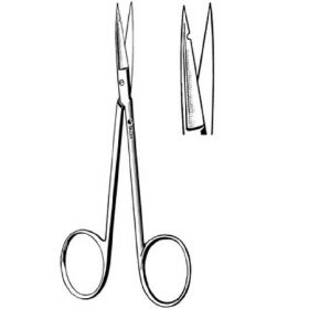 Suture Scissors Sklar Precision 4-1/2 Inch Length OR Grade Stainless Steel NonSterile Finger Ring Handle Curved Sharp Tip / Sharp Tip