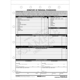 Inventory Of Personal Possessions 2-Part Form, Carbonless