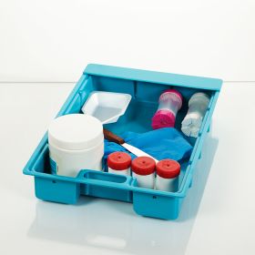 Half-Size Colored Crash Cart Box Only with Built-In Handle- Light Blue