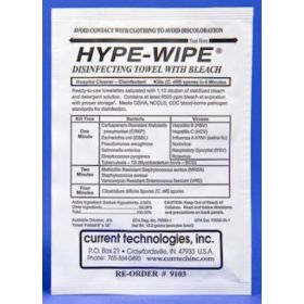 HYPE-WIPES Surface Disinfectant Premoistened Wipe 100 Count Individual Packet Disposable Bleach Scent NonSterile 313239