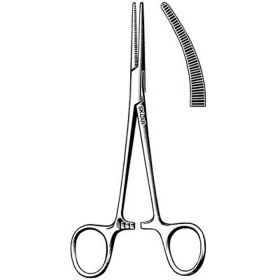 Hemostatic Forceps Crile 5-1/2 Inch Length Surgical Grade Stainless Steel NonSterile Ratchet Lock Finger Ring Handle Curved Serrated Tip