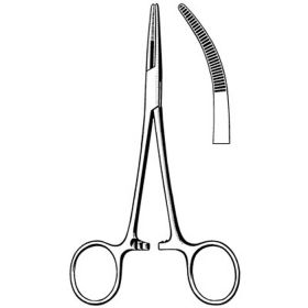 Hemostatic Forceps Surgi-OR Kelly 5-1/2 Inch Length Mid Grade Stainless Steel NonSterile Ratchet Lock Finger Ring Handle Curved Serrated Tips