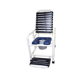 Patented Infection Control Reclining Shower Chair 20" Internal Width, Open Front Soft Seat, Soft Touch Footrest and Commode Pail 335 lbs wt cap.