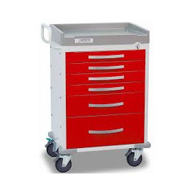 Detecto rc333369red rescue series er medical cart-6 red drawers