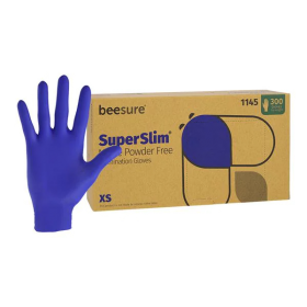 Gloves Exam BeeSure SuperSlim Powder-Free Nitrile X-Small Midnight Blue 300/Bx, 10 BX/CA, 3530052BX