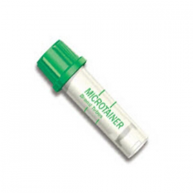 Tube Capillary Microtainer 200-400ul 8mm Plastic Lithium Heparin Green Cap 50/Bx, 4 BX/CA, 365965CA