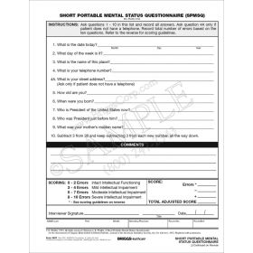 Short Portable Mental Status Questionnaire Form