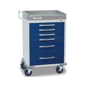 Detecto rc333369blu rescue anesthesiology medical cart-6 blue drawers