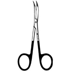 Iris Scissors Sklarhone 4-1/2 Inch Length OR Grade Stainless Steel Finger Ring Handle Curved Sharp Tip / Sharp Tip